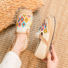 Load image into Gallery viewer, Cross Stitch Colorful Peacock Pattern/different Footwear Spring Linen Shoes