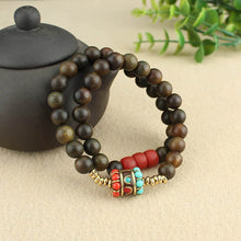 Load image into Gallery viewer, Tibetan Nepalese Green Sandalwood Bracelet Men&#39;s and Women&#39;s Retro Ethnic Style Natural Sour Branch Multi-circle Buddha Bead Bracelet