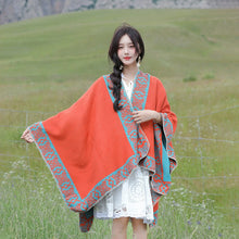 Load image into Gallery viewer, Tibetan Great Retro Totem Red Warm Outer Shawl Women&#39;s Scarf Autumn and Winter Cloak Big Cloak