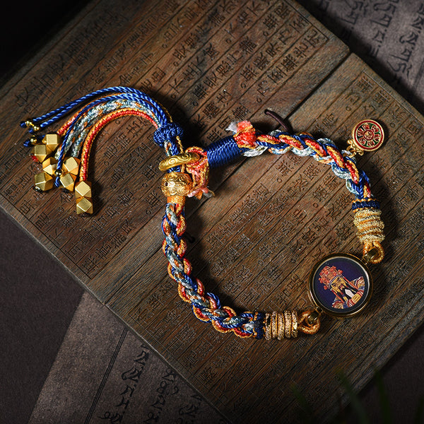 Hand-woven Tibetan Famous Style Zakiram Thangka God of Wealth Hand Rope Men's and Women's Bracelets Retro