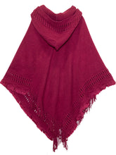 Load image into Gallery viewer, Summer Solid Color Hooded Shawl Women&#39;s Knitting Outside with Spring and Autumn Travel Tassel Pullover Hooded Cape Shawl