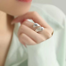 Load image into Gallery viewer, 925 Silver Retro New Sun and Moon Ring Ring Opening Adjustment Simple Women's Niche Design High Sense