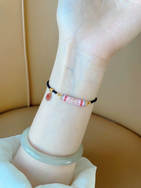 Zakiram Pink Girl Hand Rope Auspicious Good Luck Double Niche Ins Versatile Personality Bracelet