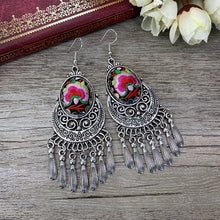 Load image into Gallery viewer, National Style Embroidered Tassel Earrings Retro Fashion Chime Earrings Ethnic Style Versatile Earrings