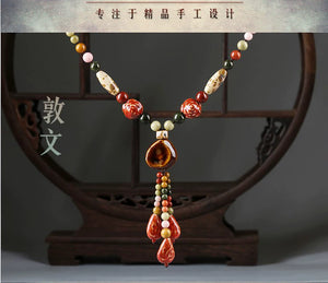 Ethnic Style High-end Ceramic Sweater Chain Women's Long Versatile Pendant Autumn and Winter Necklace 2023 New Jewelry Pendant