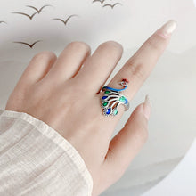 Load image into Gallery viewer, Sterling Silver Retro Thai Silver Ethnic Style Classical Ring Women&#39;s Light Luxury Open Index Finger Fashion Personality Exaggerated Peacock Phoenix