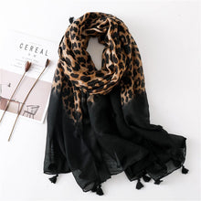 Load image into Gallery viewer, Classic Leopard Print Spring, Autumn, and Winter Long Versatile Cotton and Linen Scarf Dual Purpose Shawl