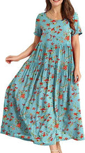 Load image into Gallery viewer, Summer Beach Medium and Long Dress Comfortable Pleated Dress Casual Loose Floral Dress