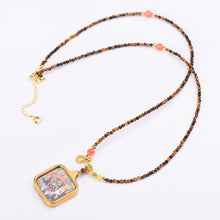 Load image into Gallery viewer, New Tibetan Natural Tiger&#39;s Eye Stone Necklace Tibetan Style Zakiram God of Wealth Thangka Pendant Collarbone Chain Simple Light Luxury Decoration
