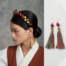 Load image into Gallery viewer, Tibetan Fringed Earrings 925 Sterling Silver Ear Hooks Niche Retro Ethnic Style Jewelry