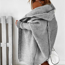 Load image into Gallery viewer, New Knitted Hoodie Sweater Temperament Commuter Bat Type Loose Purple Hooded Sweater Jacket Women