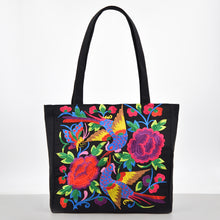 Load image into Gallery viewer, Ethnic Style Embroidered Shoulder Bag with Large Capacity Women&#39;s Tote Bag, Canvas, National Style Peony Handbag, Shopping Bag