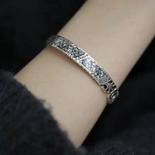 Load image into Gallery viewer, 925 Silver Retro New Color Shell Geometric Graffiti Opening Bracelet Totem Enamel Old Female Niche Design