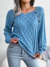 Load image into Gallery viewer, 2025 Autumn and Winter Casual Square Collar Nail Button Twist Knitted Pullover Sweater