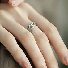 Load image into Gallery viewer, Jasper Water Drop Ring 925 Silver Women's Niche High-end Light Luxury Love Hollow Flower Carving Open Index Finger Ring
