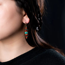 Load image into Gallery viewer, Retro Ethnic Style Nepalese Earrings, Natural Red Stone Earrings, Simple and Atmospheric Versatile Tibetan Niche Design Earrings