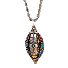 Load image into Gallery viewer, S925 Silver-plated Rotating Six-character Mantra Sutra Pendant, Men&#39;s and Women&#39;s Tibetan Style Retro and Old Necklace