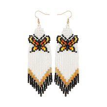 Load image into Gallery viewer, Bohemian Holiday Style Rice Bead Knitted Earrings with Tassels Handmade DIY Long Original Design Butterfly Earrings for Women