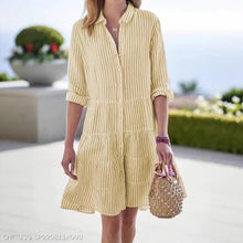 Load image into Gallery viewer, Women&#39;s Clothing Autumn Long Sleeve Women&#39;s Striped Shirt Dress