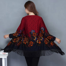 Load image into Gallery viewer, Autumn Outerwear Women&#39;s Mid Length Ethnic Style Cape Printed Loose Outerwear Cape with Oversized Cardigan