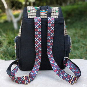 New Embroidery Bag Ethnic Style Bag Women's Large Capacity Canvas Backpack Travel Bag Fabric Art