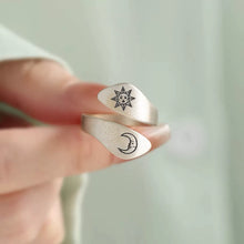Load image into Gallery viewer, 925 Silver Retro New Sun and Moon Ring Ring Opening Adjustment Simple Women's Niche Design High Sense