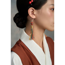 Load image into Gallery viewer, Tibetan Fringed Earrings 925 Sterling Silver Ear Hooks Niche Retro Ethnic Style Jewelry