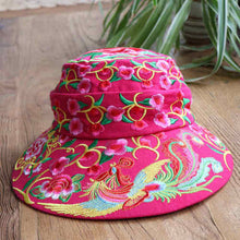 Load image into Gallery viewer, Versatile Ethnic Style Hat, Cotton and Hemp Embroidered Big Eave Hat, Embroidered Hat, Detachable Top, Dual Use Hat