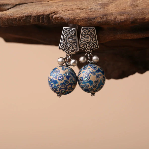 Large Lacquer Beads, Screw Earrings, Gifts, National Style Temperament Earrings, Exaggerated Women's Earrings, Light Luxury, High-end National Style Earrings