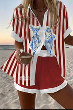 Load image into Gallery viewer, Fashion Print Beach Holiday 2-Piece Set Women Summer Short Sleeve Shirt Top + Wide Legs Short Women's Oversized Two-Piece Outfit