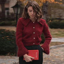 Load image into Gallery viewer, Tassel Patchwork Printed Cardigan Women Geometric Patterns Belts V-neck Long Sleeve Knitted Street Lady Sweater 2025 Autumn Coat