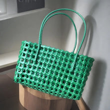 Load image into Gallery viewer, Plastic Hollow Weave Bag Countryside Style Large Capacity Beach Tote Bag Bucket Bag Bohemian Style Woman PVC Handbag Summer