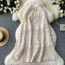 Load image into Gallery viewer, Cotton Floral Crochet Knitted Lace Skirt For Women Vintage Hollow Out Elastic Waist Skirts Summer Holiday Long  Boho Beach Falda