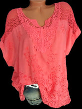 Load image into Gallery viewer, Large Size Loose Short-Sleeved Lace Women Blouses Cotton Blouses 2024 Summer V-neck White Shirt Tops Sexy Fashion Women Shirt