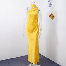 Load image into Gallery viewer, Elegant Satin Ribbons Halter Party Dress Women&#39;s Sexy Backless Off Shoulder Sleeveless Robes 2025 Summer New Lady Evening Gowns