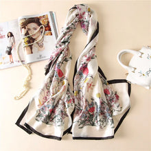 Load image into Gallery viewer, Green Peacock Feather Hijab Summer Beach Pareo Silk Scarf Women Luxury Bandana Soft Long Foulard Femme Designer Bufandas Mujer