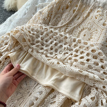 Load image into Gallery viewer, Cotton Floral Crochet Knitted Lace Skirt For Women Vintage Hollow Out Elastic Waist Skirts Summer Holiday Long  Boho Beach Falda