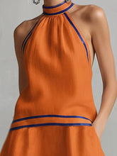 Load image into Gallery viewer, Contrast Color Elegant Off Shoulder Sleeveless A-Line Halter Neck Mini Dress Y2K Summer Fashion Vacation Party Vestidos