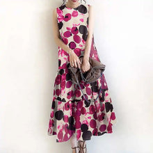 Load image into Gallery viewer, Bohemian Sleeveless Summer Dresses Women Floral Printed Sundress Fashion Casual Ruffles Hem Long Vestido Robe Femme