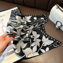 Load image into Gallery viewer, 2025 New 100% Pure Silk Scarf Women Neck Hair Foulard Bandana Square Small Headband Hijab Print Poncho Scarves Pashmina