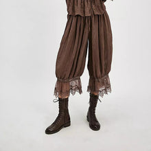 Load image into Gallery viewer, Combhasaki Women&#39;s Y2K Loose Fit Bloomers Cropped Pants Drawstring High Waist Floral Lace Patchwork Calf-Length Lantern Trousers