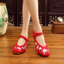 Load image into Gallery viewer, Sapatos Femininas Women Fashion Sweet Light Weight Embroidery Buckle Strap Flat Shoes Lady Casual Dance Shoes Ga296