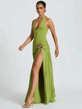 Load image into Gallery viewer, Mozision Elegant Backless Sexy Maxi Dress Set Women Halter Bodysuit And Maxi Skirt Matching Set Female Ruched Split Dress Sets