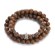 Load image into Gallery viewer, Multilayer Wood Beads Buddha Lotus OM Bracelet Tibetan Buddhist Mala Charm Rosary Bracelet Yoga Wooden For Women Men Jewelry