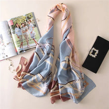 Load image into Gallery viewer, Green Peacock Feather Hijab Summer Beach Pareo Silk Scarf Women Luxury Bandana Soft Long Foulard Femme Designer Bufandas Mujer