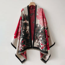 Load image into Gallery viewer, Luxury Warm Poncho Cashmere Winter Women Scarf Floral Jacquard Shawl Wraps Female Thick Pashmina Blanket Bufanda Travel Echarpe