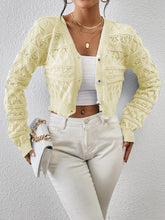 Load image into Gallery viewer, 2026 New Autumn Women V-neck Knitwears Long Sleeve Knitted Sweaters Hollow Out Embroidery Single Breasted Short Cardigans Tops