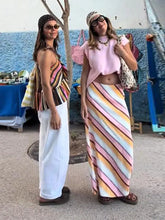 Load image into Gallery viewer, Sexy Striped Women's Vest Halter Sleeveless Ruffles Irregular Lady Vest 2026 Spring Summer New Female Street Vacation Tops