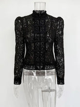 Load image into Gallery viewer, Tossy Summer Lace Printed Shirts Tops Female Hollow Out Fashion Commute Vintage See-Through Blouse Women&#39;s Lace Shrug Shirts New
