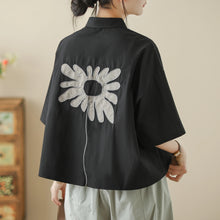 Load image into Gallery viewer, High-End Korean Japanese Artistic ort Sve Cotton Linen Embroidered irt Summer Wear Pear ape Fitting Women's Top